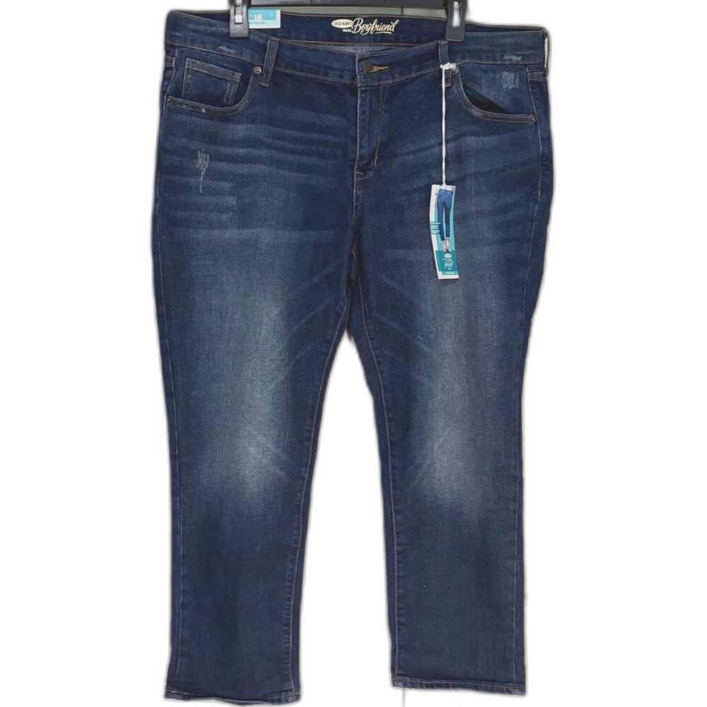 Old Navy Women Boyfriend Jean Size 16 Skinny Straight Waist relaxed thigh NWT